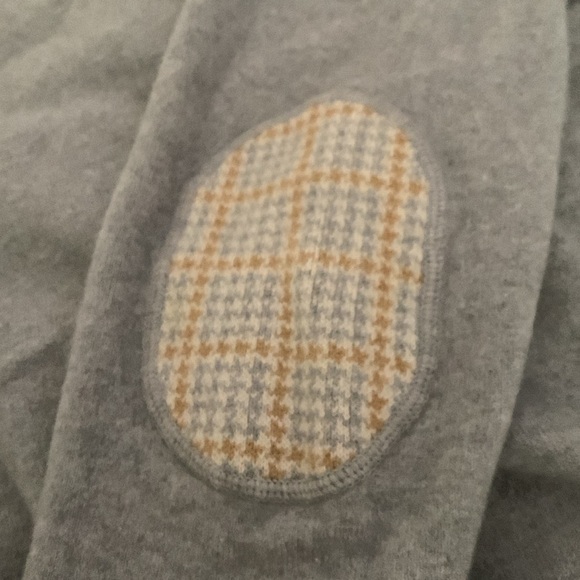 Gran Sasso Gray Crewneck cashmere blend  Sweater with Ribbed Trim elbow patches - Picture 5 of 5